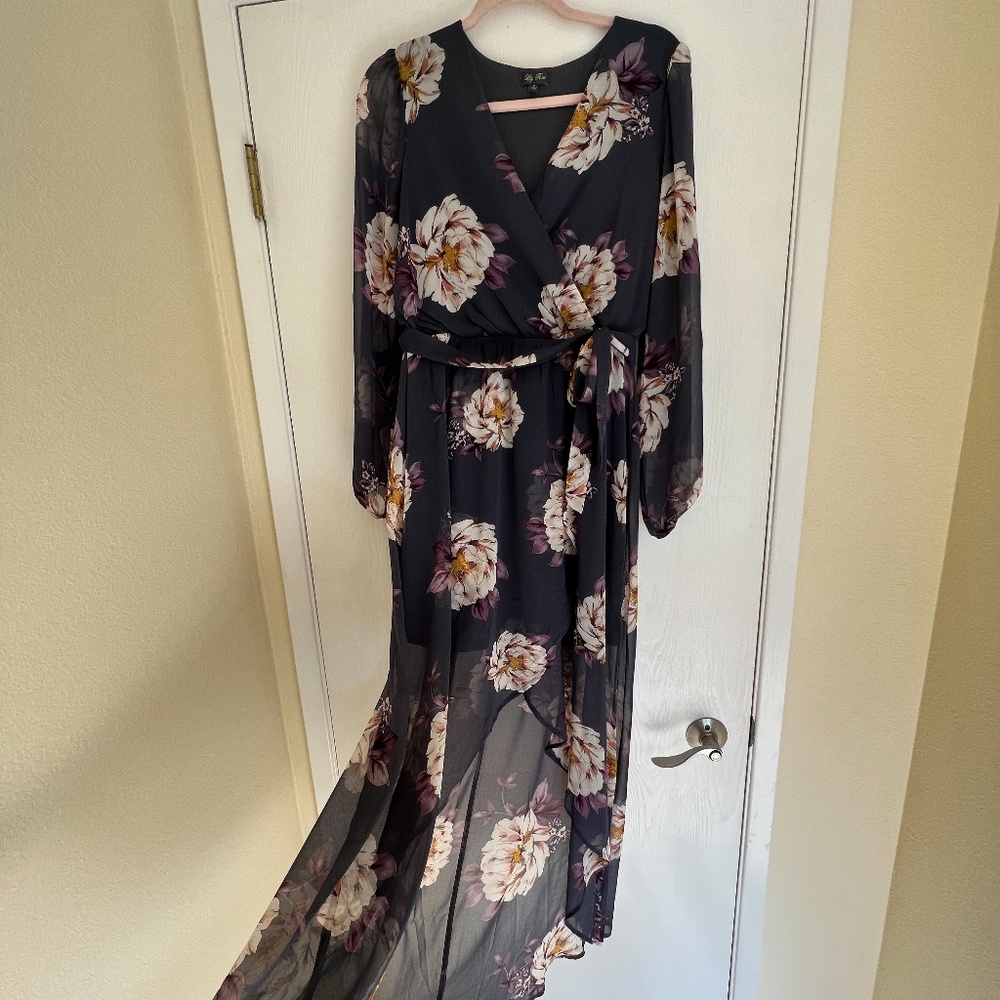 Lily Rose Floral High-Low Dress, Size M